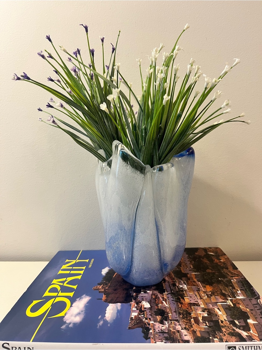 Vintage Handblown Blue Glass Vase
